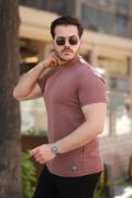 Erkek Ince çizgi Dokulu Kısa Kollu T-shirt resmi